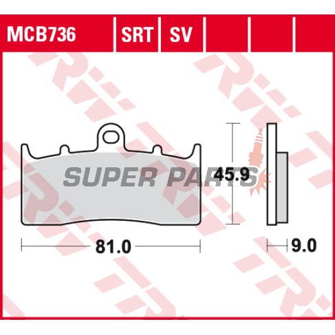 Накладки -TRW- MCB736, BMW K, R series - K1200/1300/1600 GT, GTL, LT, R, Sport; R850/1100/1150/1200 R, RS, RT, GS, Rockster, CL - 2000-2018