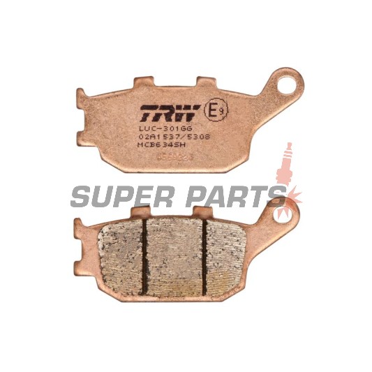 Накладки -TRW- MCB634SH, Honda CB/CBF/CBR/CMX/CRF/NC/NT/VT/VTR/VTX/XL 500-1100cc (1992-2025); Kawasaki EN/EX/KLV/KLZ/Z 650-1000cc (2004-2024); Suzuki DL/GSF/GSR/GSX/GSX-S/SV 650-1250cc (2002-2025); Yamaha FZ/FJ/MT/XJ6/XSR/YZF-R 600-1000cc (2003-2019)