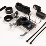 Стойка за телефон -4 RIDE- 62-90mm телефон, с USB 3.0 зарядно, анти-вибрационна, захващане за кормило/огледало, хром - универсална