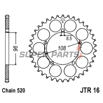 Заден пиньон -JT- JTR16,44, 44 зъба, стоманен, Aprilia Tuareg 125 1986-1988, Gilera XR1 125 1988