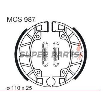 Накладки (челюст) -TRW- MCS987, 110x25mm, Piaggio / Vespa Sfera 1 50 (1991-1994), Sfera 2 80 (1994-1996)