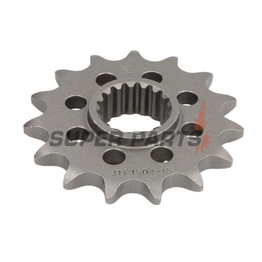Преден пиньон -JT- JTF1904,15, 15 зъба, KTM RC8 1190 2008-2015, SM 990 2009-2013, SMR 990 2011, Super Adventure 1290 2014-2020, Super Duke 1290 2016-2019, Super Duke 990 2004-2013, Super Enduro 950 2006-2010, Supermoto 950 2005-2010