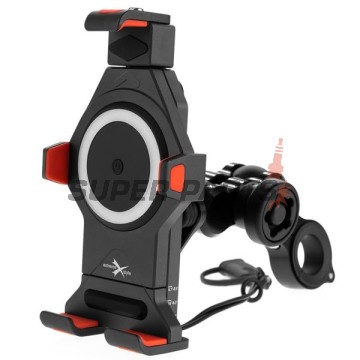 Стойка за телефон -4 RIDE- с USB зарядно, анти-вибрационна, 12-30mm захващане - универсална