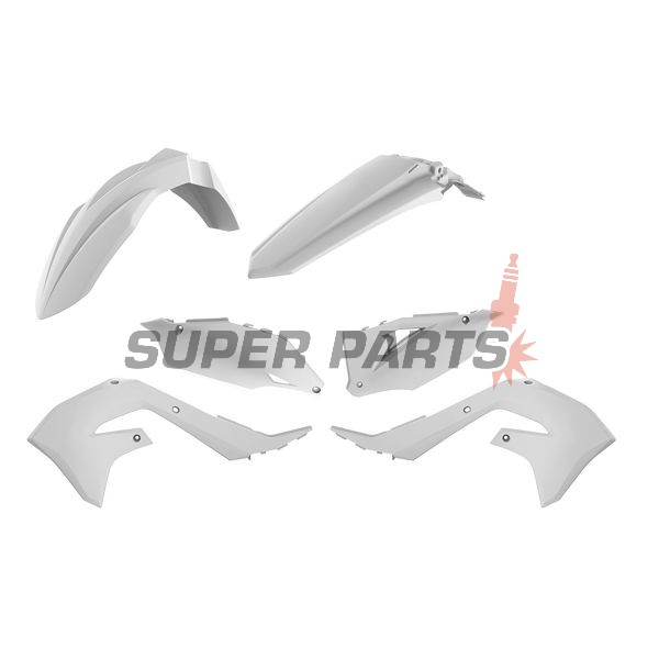 Пластмаси комплект -POLISPORT- бели, KAWASAKI KX 450 2019-2021