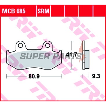 Накладки -TRW- MCB685SRM, синтеровани, Honda CH125 Spacy, PS125i/150i, SES125/150 Dylan; Suzuki AN250/400 Burgman (1983-2013)