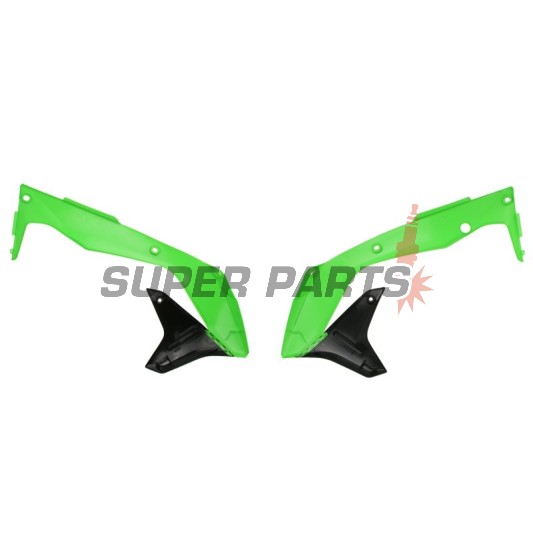 Предни странични пластмаси -POLISPORT- черно/зелено, KAWASAKI KX 450 2016-2018