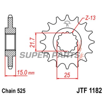 Преден пиньон -JT- JTF1182,15, 15 зъба, Triumph Daytona 600 2003-2004, TT 600 2000-2004