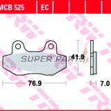 Накладки -TRW- MCB525, Daelim City Ace 110, Derbi GP1 50, Honda CH Spacy 125, MBX 50/80, NSR 50/75/80R, Hyosung GT/Comet 125/250/650, GV Aquila 125/250/650, RX/XRX/Karion 125, Kymco Active/Jetix/Nexxon 50, Pulsar 125