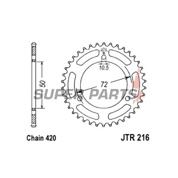 Заден пиньон -JT- JTR216,47, 47 зъба, стоманен, Honda NS-1 75 1992-1996, NSR 50 1989-1993, 2004, NSR 75 1990-2000