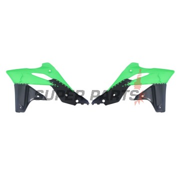 Предни странични пластмаси -POLISPORT- черно/зелено, KAWASAKI KX 250 2013-2016
