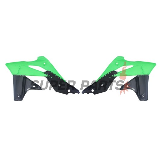 Предни странични пластмаси -POLISPORT- черно/зелено, KAWASAKI KX 250 2013-2016