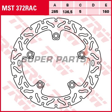 Спирачен диск -TRW- MST372RAC, 265mm, BMW F650GS/F700GS/F800GS-ST-R-GT + HP2 + K1200/K1300 + R1200GS/RT/R/S/ST + R nineT + Husqvarna Nuda 900 (2003-2016)