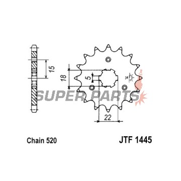 Преден пиньон -JT- JTF1445,11, 11 зъба, Kawasaki KX 125 1995-2008, Suzuki LT 250 1985