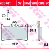 Накладки -TRW- MCB611SCR, състезателни, Yamaha BT Bulldog 1100, FJ-09 900, FJR 1300, FZ1 1000, FZ6 600, FZ8 800, FZS Fazer 600/1000, MT-01/07/09/10, TDM 900, XJR 1300, Tmax 530, XSR 700/900, XT 1200, XV 1700/1900, YZF/R1/R6/R7 600-1000 - 1996-2024