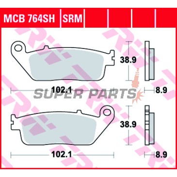 Накладки -TRW- MCB764SRM, синтеровани, Cagiva 900 Cat 900cc, Honda CB1000F, FJS Silver Wing 400/600cc, VFR750F/VFR950F Carat - 400/600/750/900/950/1000cc, 1988-2009