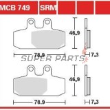 Накладки -TRW- MCB749SRM, синтеровани, Aprilia Atlantic 500 / 500 Sprint (2002-2005)