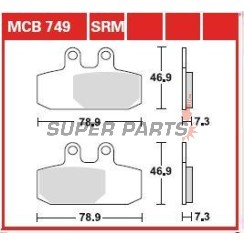 Накладки -TRW- MCB749SRM, синтеровани, Aprilia Atlantic 500 / 500 Sprint (2002-2005)