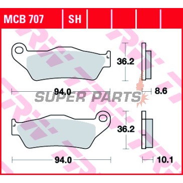 Накладки -TRW- MCB707, BMW HP2/K/R/S 850/1100/1150/1200/1300 GS, RT, RS, Rockster, Megamoto, S1000XR (1993-2018), Moto Guzzi California 1000 (2001-2006)