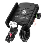 Стойка за телефон -4 RIDE- 62-90mm телефон, с USB 3.0 зарядно, анти-вибрационна, захващане за кормило/огледало - универсална