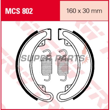Накладки (челюст) -TRW- MCS802, 160x30mm, Honda CB250/360/400 Four (1968-1979), TRX300 2x4/4x4 (1988-2000)