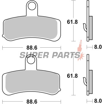 Накладки -BREMBO- 07HD15SA, Harley Davidson FLD/FLHRC/FLS/FLSTC/FLSTF/FLSTFB/FLSTN/FXCWC/FXD/FXDB/FXDC/FXDF/FXDL/FXDWG/FXS/FXSB/FXST/FXSTB 1584-1690