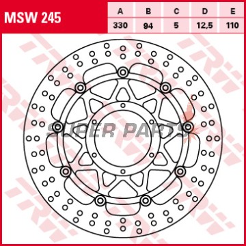 Спирачен диск -TRW- MSW245, 330mm, Honda CBR900RR / 929RR / 954RR Fireblade (2000-2003)