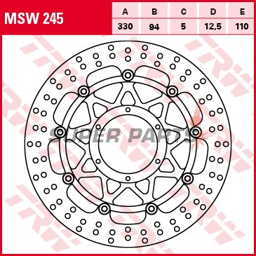 Спирачен диск -TRW- MSW245, 330mm, Honda CBR900RR / 929RR / 954RR Fireblade (2000-2003)