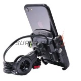 Стойка за телефон -4 RIDE- 62-90mm телефон, с USB 3.0 зарядно, анти-вибрационна, захващане за кормило/огледало - универсална