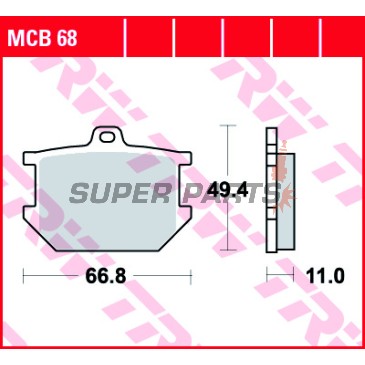 Накладки -TRW- MCB68, Yamaha SR500 (1984-1989), XJ650 (1980-1982), XS250/360/650/750/850/1100 (1976-1983), XV1000 TR1 (1981-1984)