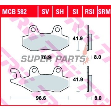 Накладки -TRW- MCB582SI, ATK 250/260/406, CAN-AM Commander/Maverick 800/1000, Kawasaki Brute Force/KLX/KVF/Teryx, Suzuki DR/RM/LT-R, Yamaha TT/WR/XTZ/YFM/YFZ/YXR/YZ (1989-2020)