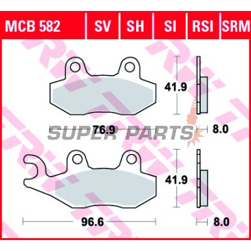 Накладки -TRW- MCB582, ATK 250/260/406, CAN-AM Commander/Maverick 800/1000, Kawasaki Brute Force/KLX/KVF/Teryx, Suzuki DR/RM/LT-R, Yamaha TT/WR/XTZ/YFM/YFZ/YXR/YZ (1989-2020)
