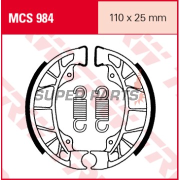 Накладки (челюст) -TRW- MCS984, 110x25mm, Derbi Atlantis 50 2003-2007; Gilera Runner 50 1997-2004, Typhoon 125 1996-2000; Piaggio/Vespa ET2/ET4/LX/LXV/S/Zip/TPH/Typhoon 50-150 1994-2017