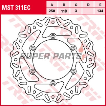 Спирачен диск -TRW- MST311EC, 250mm, Suzuki DR/DR-Z125-400, RM125/250, RM-X250 + Yamaha WR125/250/250F/400F/426F/450F, YZ125/250/250F/426F/450F (1988-2020)