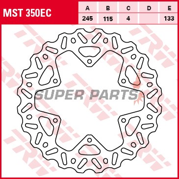 Спирачен диск -TRW- MST350EC, 245mm, Yamaha WR125/250/250F/426F/450F + YZ125/250/250F/450F/FX/X (2001-2020)