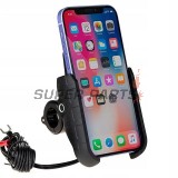 Стойка за телефон -4 RIDE- с безжично зарядно + USB C, анти-вибрационна - универсална