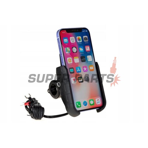 Стойка за телефон -4 RIDE- с безжично зарядно + USB C, анти-вибрационна - универсална