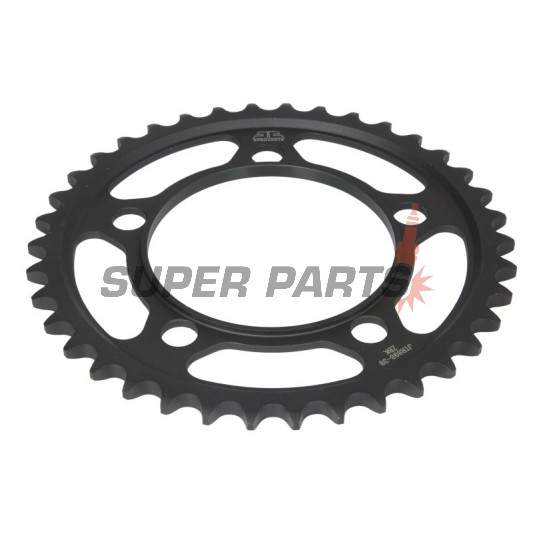 Заден пиньон -JT- JTR898,38ZBK, 38 зъба, черен цинк, стоманен, KTM Duke 1000 2005-2009, RC8 1190 2008-2015, SM 990 2009-2013, SMR 990 2011, Super Duke 990 2005-2013, Supermoto 950 2005-2010, Supermoto 990 2005-2011