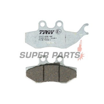 Накладки -TRW- MCB734EC, Aprilia SX/Tuono 50, Beta Alp, CPI GTS, Derbi GP1/Mulhacen/Senda, Gas Gas Pampera, KTM EXC 125, Malaguti Madison, Peugeot Elyseo/Elystar/Satelis, Piaggio Beverly/GT, Yamaha DT/TZR/XT (1999-2018)