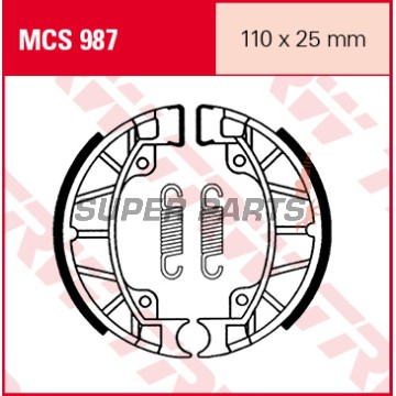 Накладки (челюст) -TRW- MCS987, 110x25mm, Piaggio / Vespa Sfera 1 50 (1991-1994), Sfera 2 80 (1994-1996)