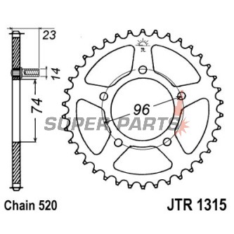 Заден пиньон -JT- JTR1315,40, 40 зъба, стоманен, Honda NSR 250 1990-1993