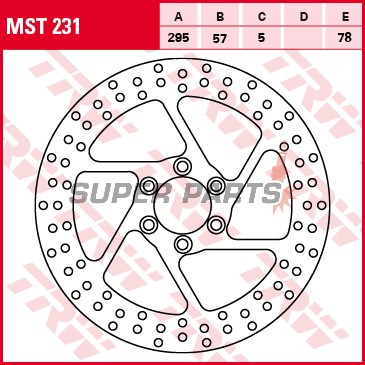 Спирачен диск -TRW- MST231, 295mm, Suzuki VS Intruder 600GL/750GL/800GL/1400GL/1400GLP (1987-2003)
