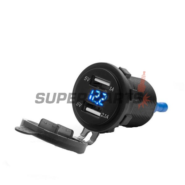 USB адаптер -4 RIDE- 12V, 2xUSB (1A + 2.1A), 2 пина - универсален