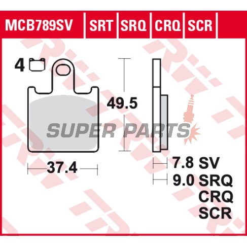 Накладки -TRW- MCB789CRQ, Kawasaki GTR1400 / Z750R-Z1000 / ZG1400 Concours / ZX-14R / ZX-6R 600-636 / ZZR1200-1400 (2002-2018)