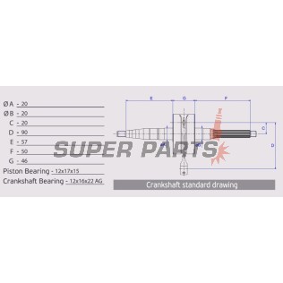 Колянов вал -ATHENA-, Aprilia RS 50 2006-2010, RS4 50 2011-2016/2018, RX 50 2006-2014, SX 50 2006-2011, Derbi GPR 50 2004/2006-2014, Senda 50 2005-2013, Gilera RCR 50 2013-2018, SMT 50 2013-2018