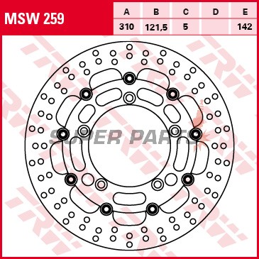 Спирачен диск -TRW- MSW259, 310mm, Suzuki DL650/1000 V-Strom XT ABS, GSF650/1250 Bandit ABS, GSR600/750, GSX650F/1250FA, Hayabusa 1300, B-King, GSX-S750, M109R/VZR1800 Intruder (1997-2020)