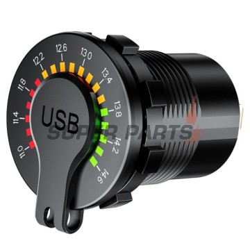 USB адаптер -4 RIDE- MUS34, 12V, 2xUSB 3.0 + волтметър, 2 пина - универсален
