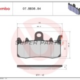 Накладки -BREMBO- 07BB3884, BMW G310 / Ducati 939-1262 / Triumph Tiger 1215