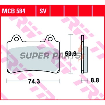 Накладки -TRW- MCB584SV, Triumph Tiger 900 1993-1998; Yamaha FJ 1200, FZR 750/1000, TRX 850, XJR 1200, XVZ 1300 1987-2001