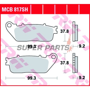Накладки -TRW- MCB817SH, Honda CD 250U, CH 125 Spacy, MBX 50SD, VFR 1200F; Hyosung Comet/GT/GV Karion/RX/XRX 125/250/650/700; Kymco Nexxon 50, Pulsar 125 - 50/125/250/650/700/1200cc, 1985-2010