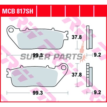Накладки -TRW- MCB817SH, Honda CD 250U, CH 125 Spacy, MBX 50SD, VFR 1200F; Hyosung Comet/GT/GV Karion/RX/XRX 125/250/650/700; Kymco Nexxon 50, Pulsar 125 - 50/125/250/650/700/1200cc, 1985-2010